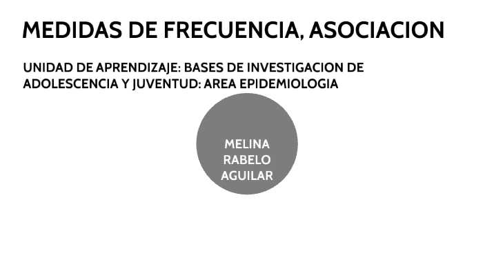 MEDIDAS DE FRECUENCIA, ASOCIACION Y RIESGO. By Melina Rabelo