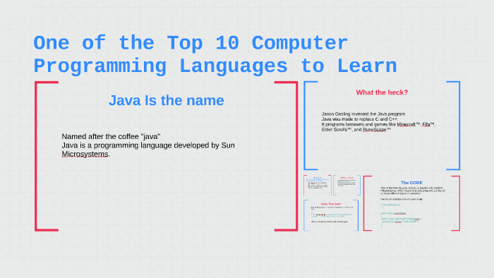 Top 10 Computer Programming Languages to Learn by Andrew Wade