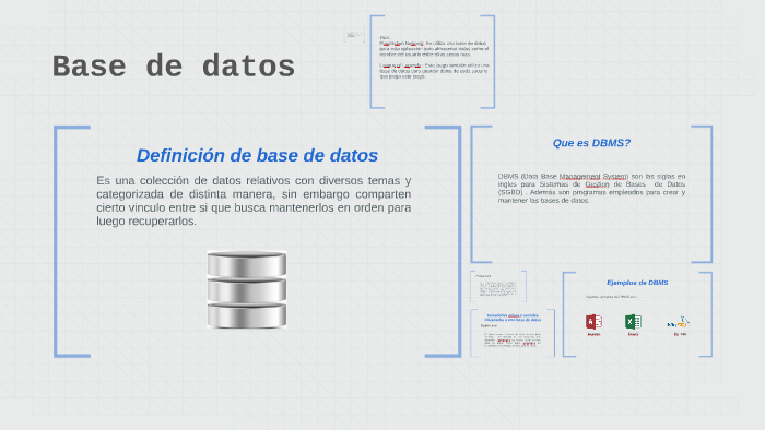 Base de datos by Diego Acosta on Prezi