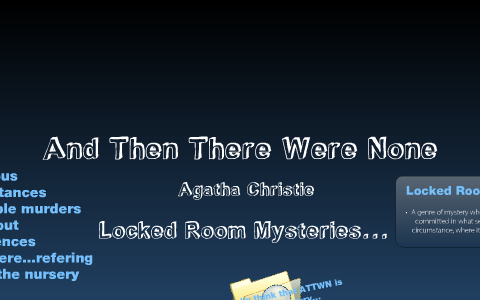 And Then There Were None Locked Room Mysteries By Judy