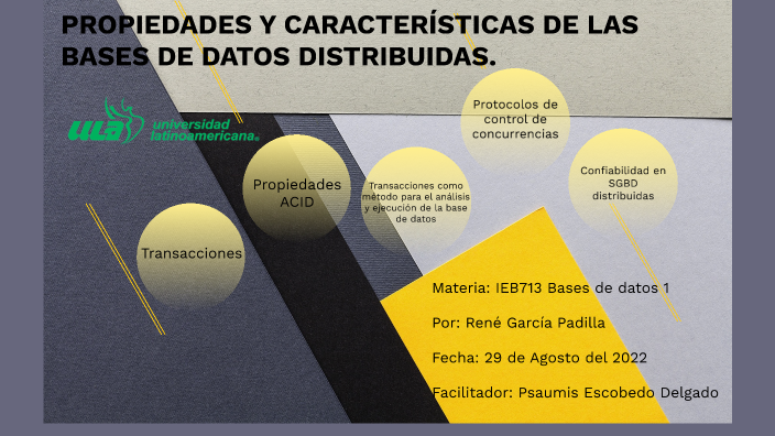 PROPIEDADES Y CARACTERÍSTICAS DE LAS BASES DE DATOS DISTRIBUIDAS. by ...