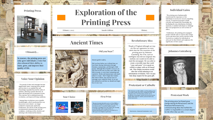 Exploration of the Printing Press by Sarah Zivkovic on Prezi