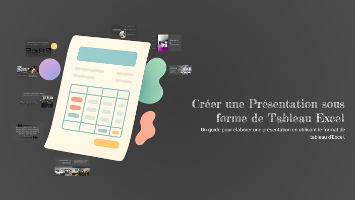 Créer une Présentation sous forme de Tableau Excel by camille pinette ...