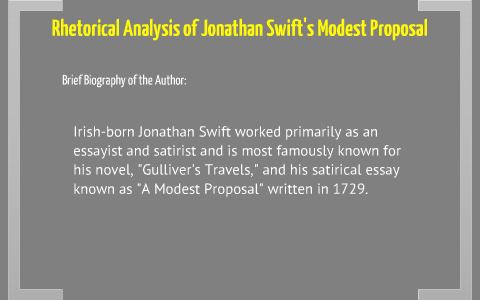 what is the authors purpose in writing a modest proposal