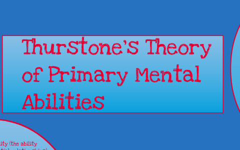 Thurstone's Theory Of Primary Mental Abilities By Aubree Salyers On Prezi