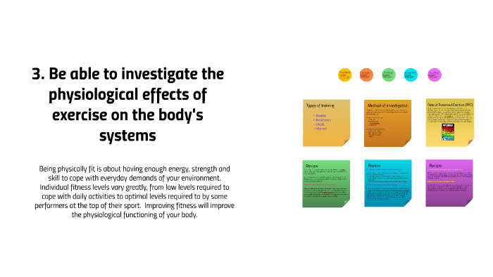 3. Be able to investigate the physiological effects of exercise on the ...