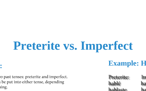 Preterite And Imperfect Chart