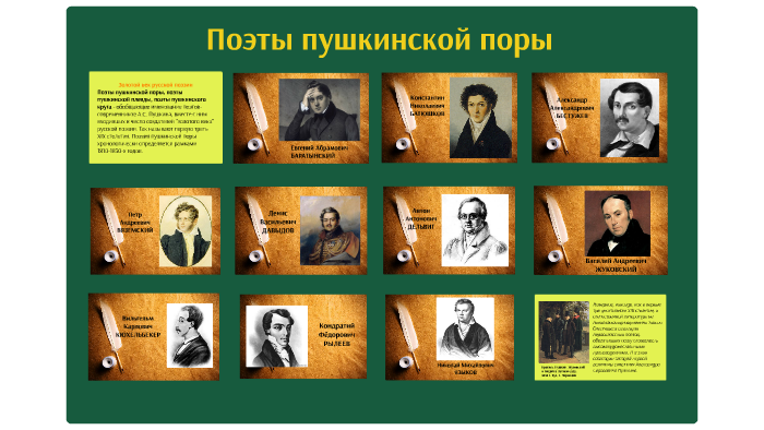 Писатели времени пушкина