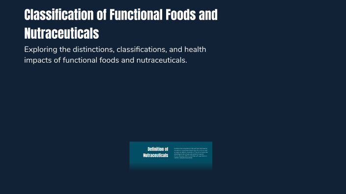 Classification of Functional Foods and Nutraceuticals by Rida Tariq on ...