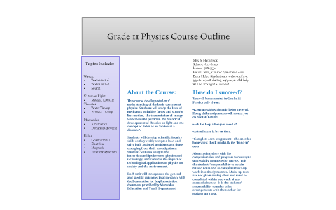 physics grade 11 course outline