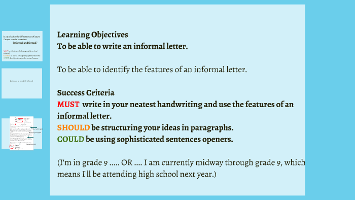 how to write an informal letter format