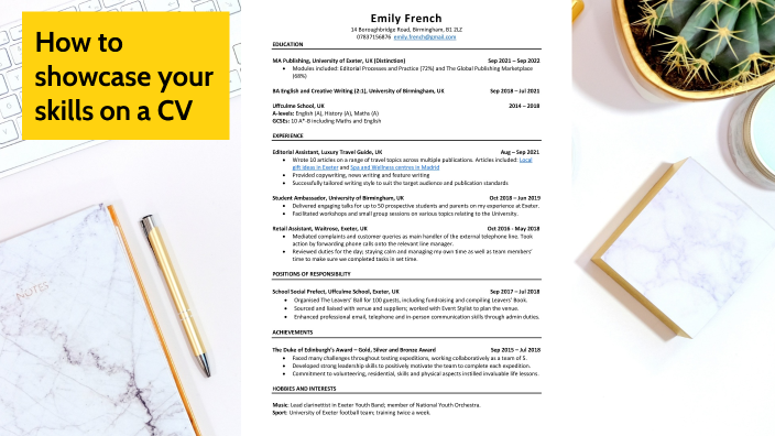 How to showcase your skills on a CV by Sarah Blunt on Prezi