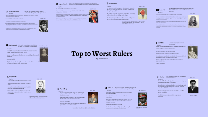 The Worst Ruler Top 10 Worst Rulers: Skylar Stout by Skylar Stout on Prezi