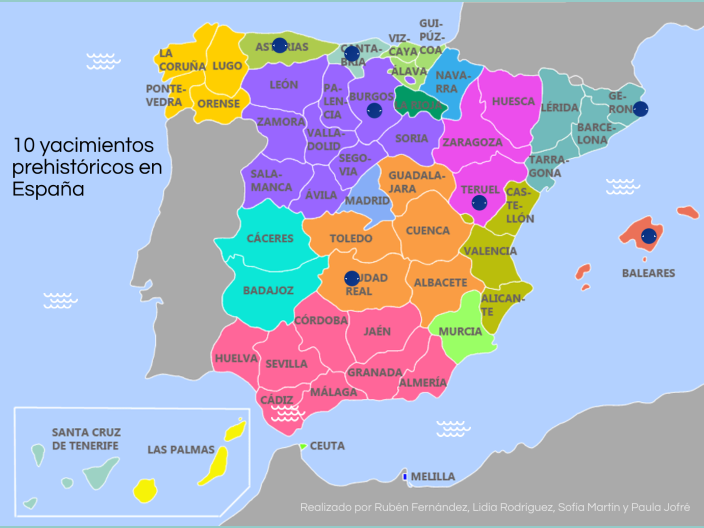 MAPA YACIMIENTOS PREHISTÓRICOS ESPAÑA by Ruben Fernández Peral