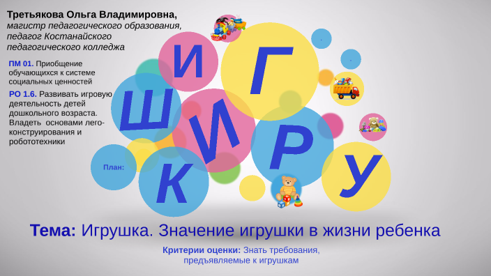 Тема: Игрушка. Значение игрушки в жизни ребенка Критерий оценки: Знают ...