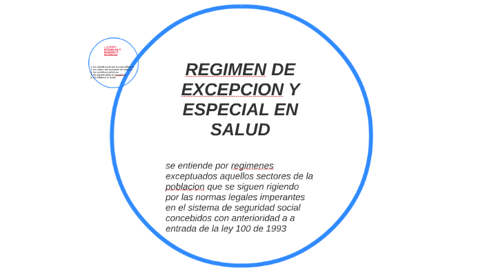REGIMEN DE EXCEPCION Y ESPECIAL EN SALUD by yeraldin poveda on Prezi
