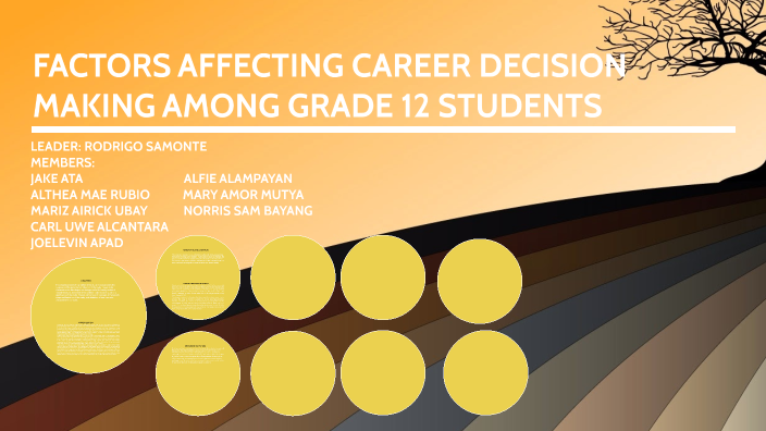 factors affecting career choice of grade 12 students research paper