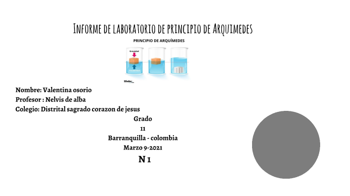 INFORME DE LABORATORIO PRINCIPIO DE ARQUIMEDES by Valentina Osorio on Prezi