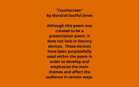 Literary Techniques In Touchscreen By Marshal Soulful Jones By Jonathan Groff