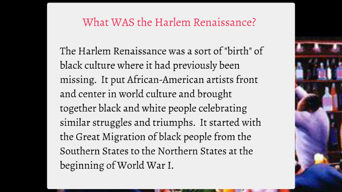 The Harlem Renaissance by Jessica Hayes on Prezi
