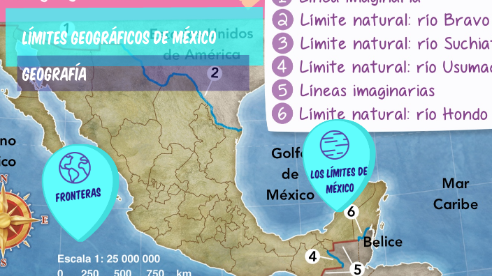 Geografía 4to: limites geográficos de México by Rocio teresa Hernández