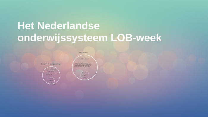 Het Nederlandse Onderwijssysteem LOB-week By Bo Van Amerom