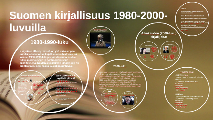 Suomen kirjallisuus 1980-2000-luvuilla by Erika . on Prezi Next