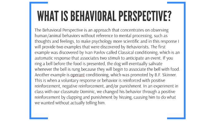 behavioral perspective examples