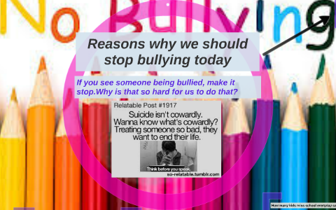 Reasons why we should stop bullying today by jamia brown