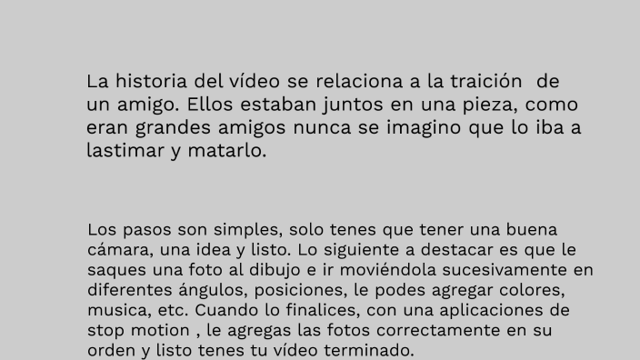 La historia del vídeo se relaciona a la traición de un amigo. Ellos estaban  juntos en una pieza, como eran grandes amigos nunca se imagino que lo iba a  lastimar y matarlo