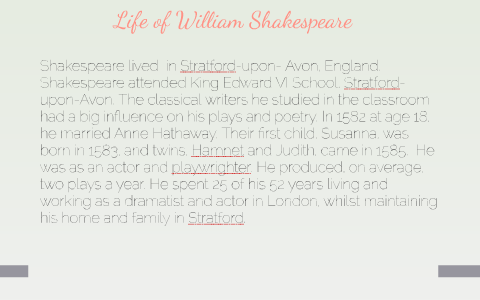 History of William Shakespeare by Naomi Marshall on Prezi