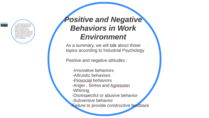 Positive And Negative Behaviors In Work Environment By Muhammet Bektas