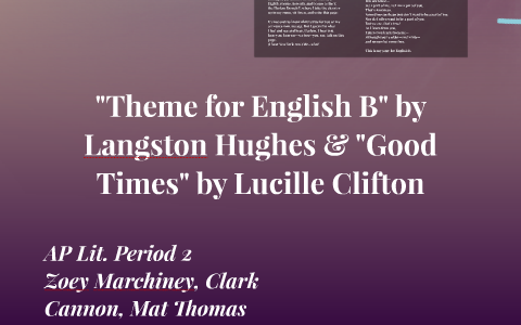 summary of theme for english b by langston hughes