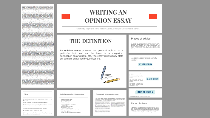 in writing an opinion essay i have learned that