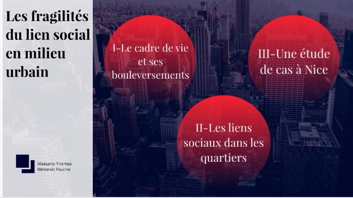Les fragilités du lien social en milieu urbain by Pauline WINIARSKI on