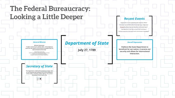 identify and describe the structure and function of the federal bureaucracy