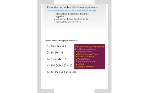 Solving Linear Equations by Robert Hill on Prezi