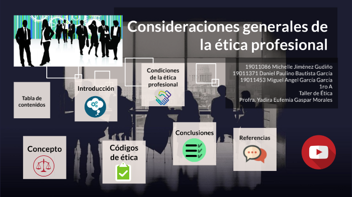 Consideraciones generales de la ética profesional by Michelle Jiménez