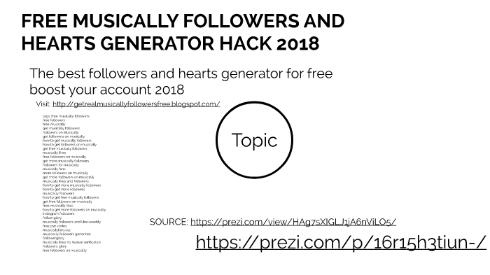 free musically followers and hearts generator hack 2018 working by eugene salvan on prezi next - musically followers generator no human verification