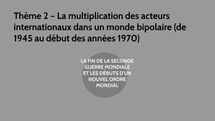Thème 2 – La multiplication des acteurs internationaux dans un monde