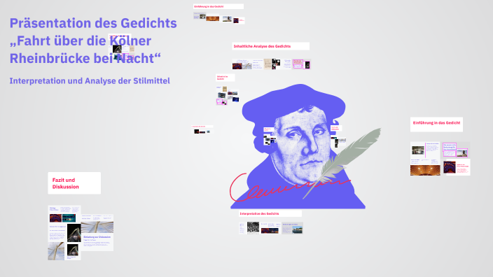 Präsentation des Gedichts „Fahrt über die Kölner Rheinbrücke bei Nacht