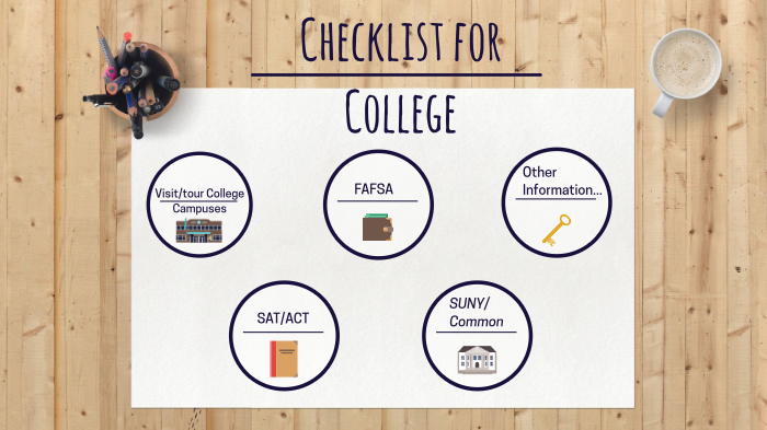 Checklist for college by Eann Robinson on Prezi