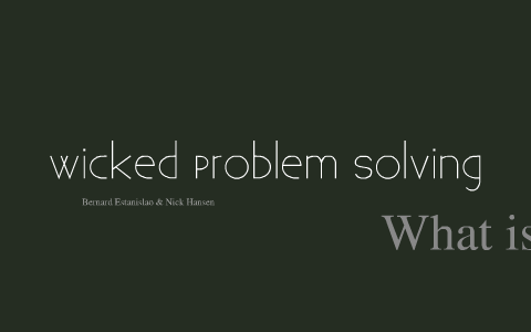 wicked problem solving playbook