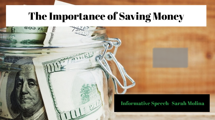 a short speech on saving money