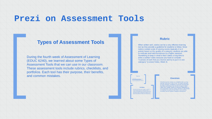Assessment Tools Prezi by Alec Haffner on Prezi