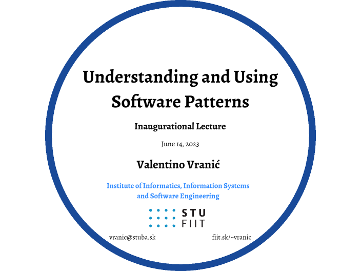 Understanding and Using Software Patterns (VR STU) by Valentino Vranić ...