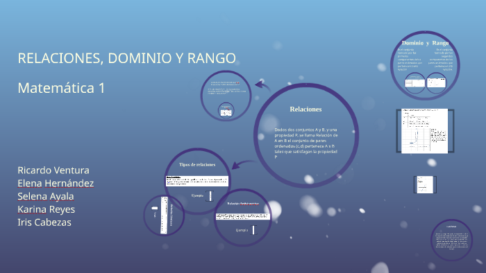 RELACIONES, DOMINIO Y RANGO by Ricardo Alexander Campos Ventura on Prezi