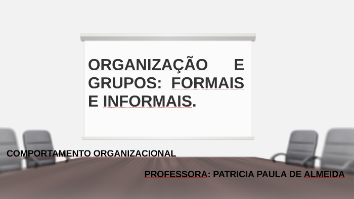 Organização e Grupos: Formais e Informais by Patricia Paula de Almeida ...