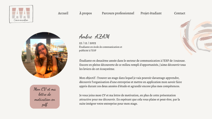 site cv by ambre azam on Prezi