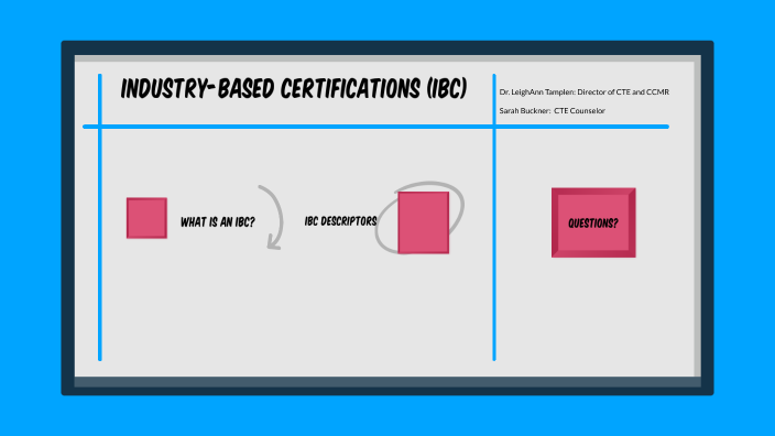Industry Based Certifications (IBCs) by Sarah Buckner on Prezi Industry Based Certifications (IBCs) by Sarah Buckner on Prezi